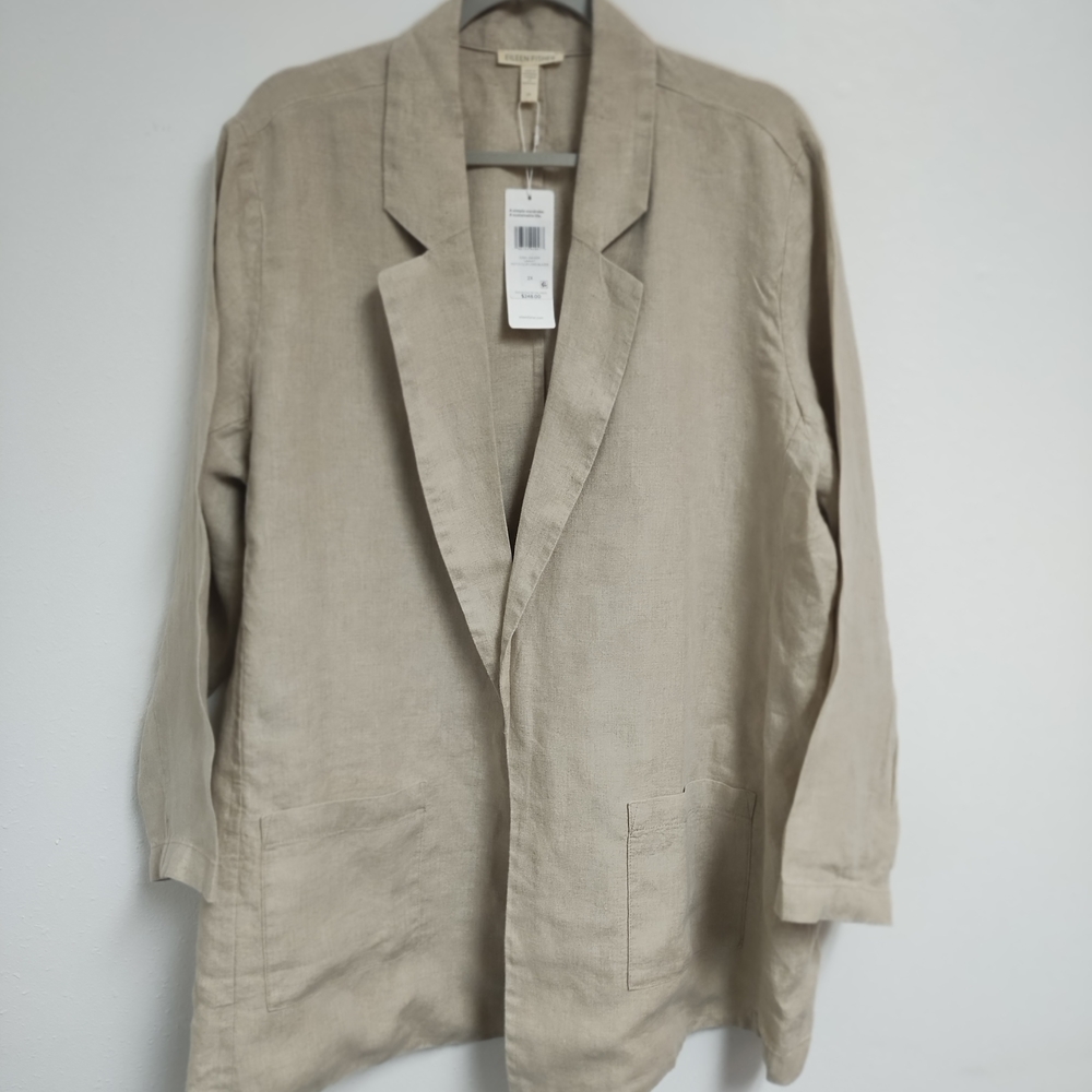 NWT Eileen Fisher Tan Blazer Linen